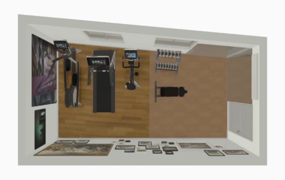 aerial view of home gym layout