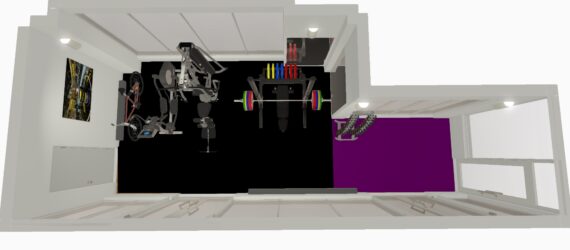 3d rendering of a home gym layout
